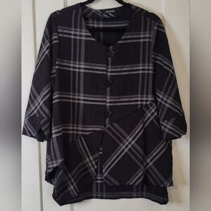 Moonlight Plaid Button-Up Top